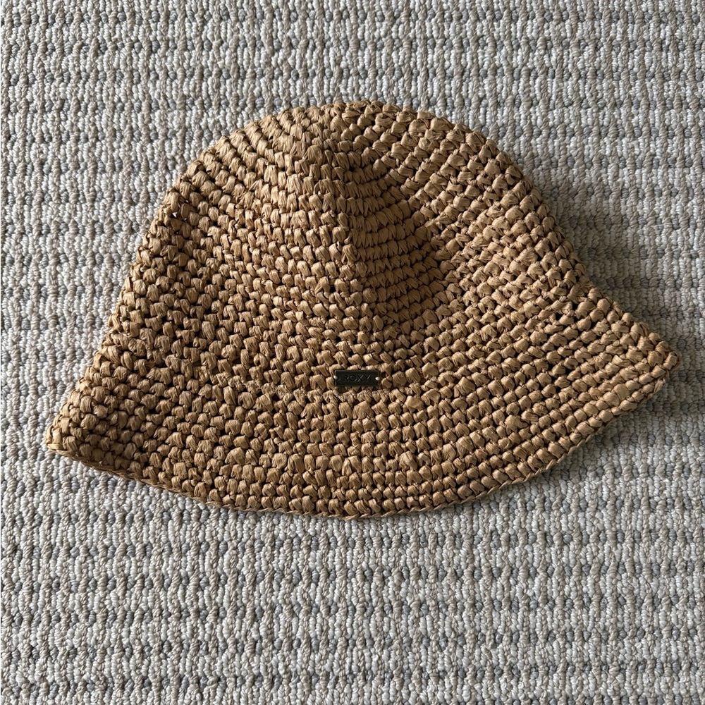 Roxy Woven Straw Bucket Hat - Brown